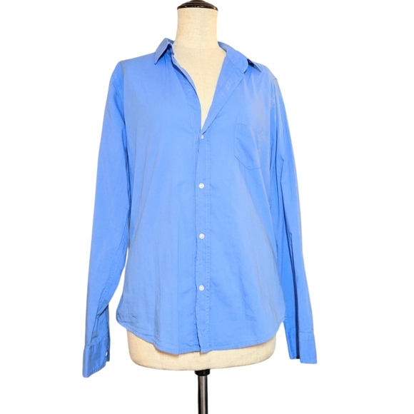 Frank & Eileen Barry Blue Blouse Featherweight Button Down Top Medium - Picture 1 of 7
